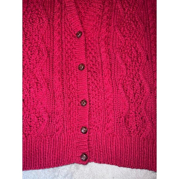 Vintage Y2K ABERCROMBIE & FITCH Red Cable Knit Button Sweater Vest Sz L - Picture 3 of 6